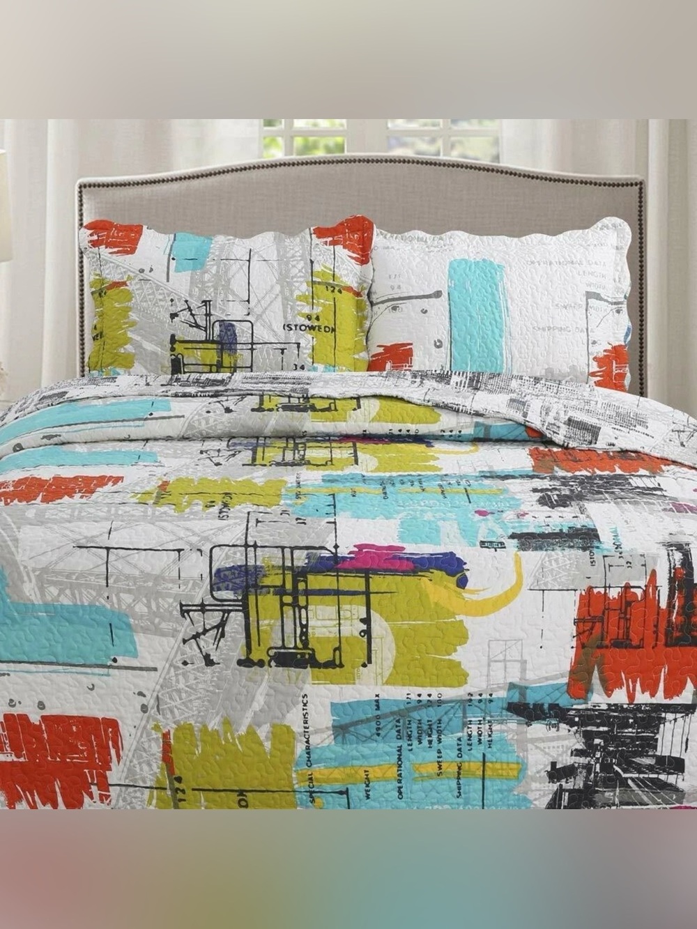 Vivinna Home Textile Printed City Patchwork Quilt Set King Multi-Color